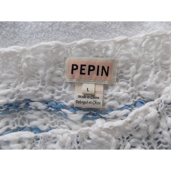 Pepin open knit sweater white boho lightweight size Large - Picture 8 of 9